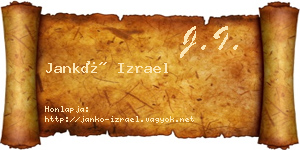 Jankó Izrael névjegykártya
